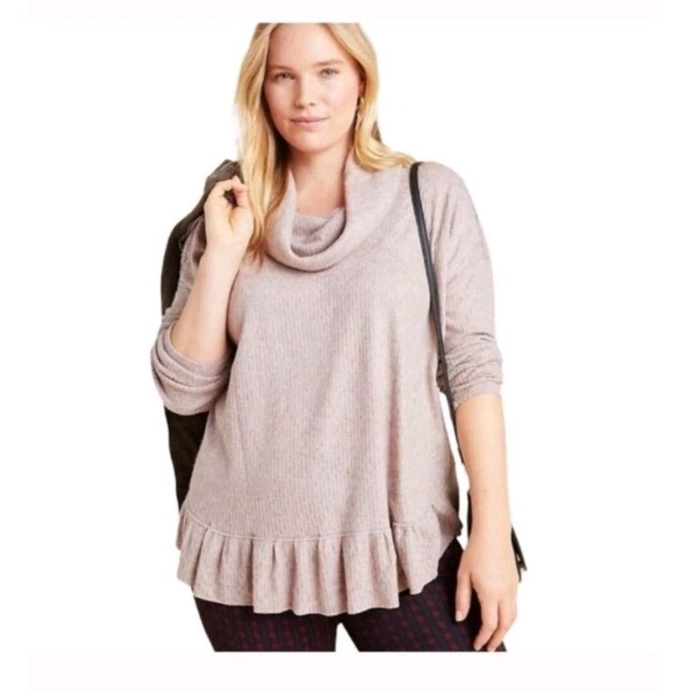 Maeve By Anthropologie Addie Ruffled Pullover Cowl Neck Sweater Womens M Bobo - Picture 2 of 6